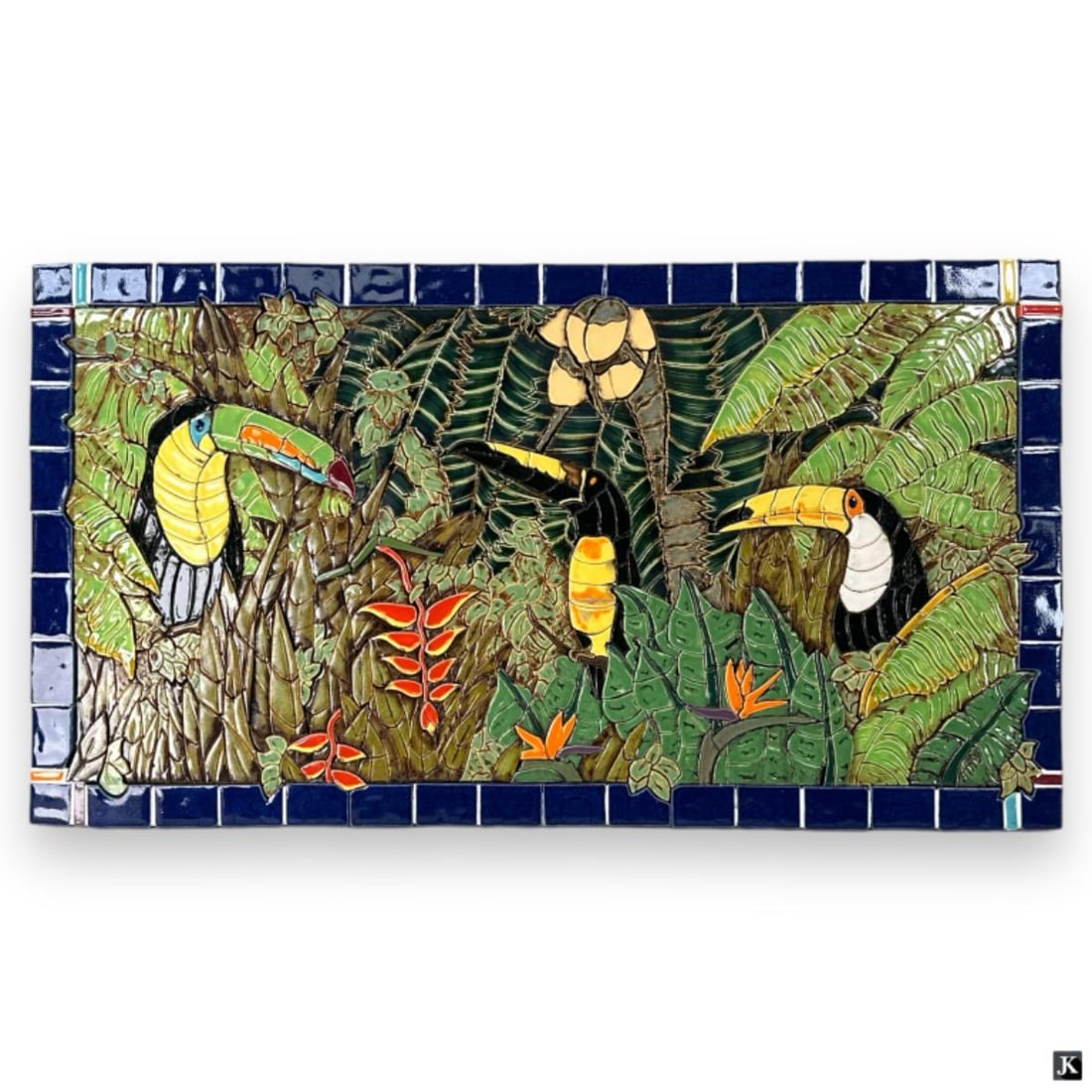Intricate Ceramic Tile Mosiac Toucans Birds Plaque (1 of 6)