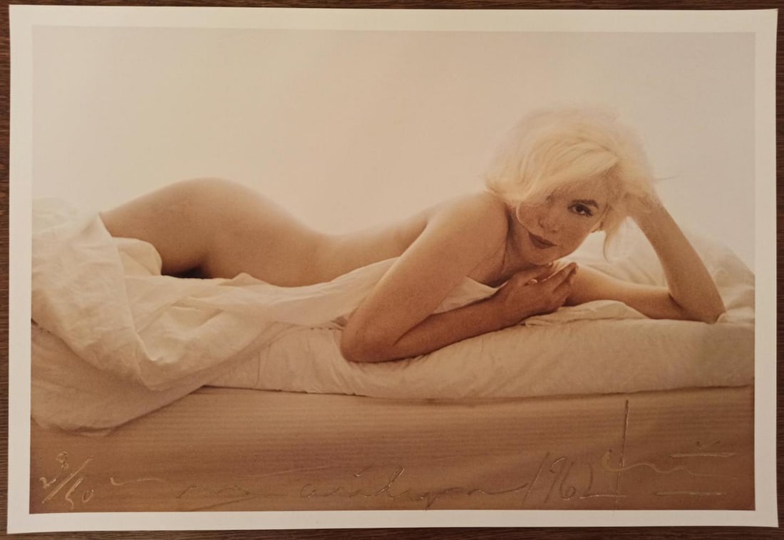 Bert stern, 'Marilyn Monroe Nude on the bed', Signed Limited Editon, Ink jet print, 2012: Bert stern Marilyn Monroe Nude on the bed - 2012 No 28/50 Mythical photo from "The Last Sitting" (1962) Ink jet print by bert stern 19 x 13 inches signed on both sides certificate signed by the artist