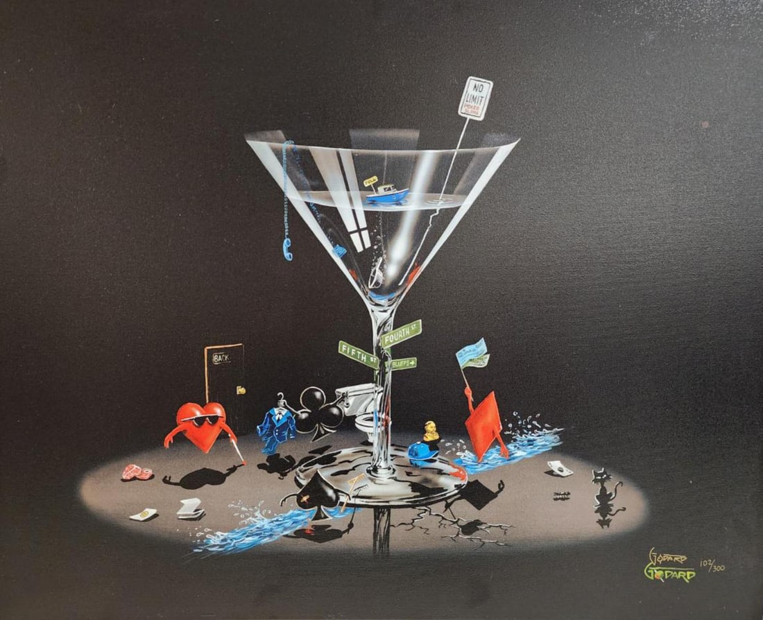 Michael Godard 'Poker Chips Big Slick' Signed & Numbered, Limited Edition Giclee On Canvas (1 of 3)