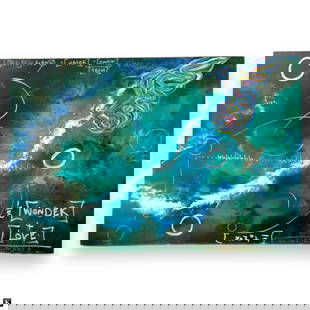 Brendan Murphy (USA 20th/21st) Oil On Canvas: Brendan Murphy (AMERICAN / NEW YORK / CALIFORNIA / FLORIDA, 20th/21st Century) original oil painting on canvas having an abstract design with blue and green ground. Measures approx. 24" height x 36" w