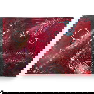 Brendan Murphy (USA 20th/21st) Oil On Canvas: Brendan Murphy (AMERICAN / NEW YORK / CALIFORNIA / FLORIDA, 20th/21st Century) original oil painting on canvas having an abstract design with red ground. Measures approx. 24" height x 36" width. Appea
