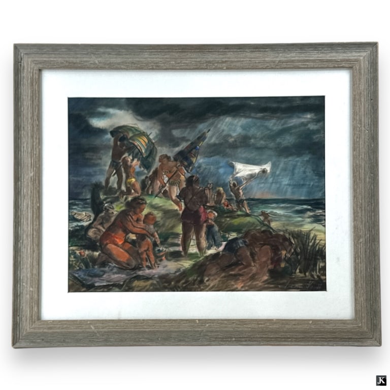 Leon Kroll (USA 1884-1974) Beach Scene Pastel Fram (1 of 6)