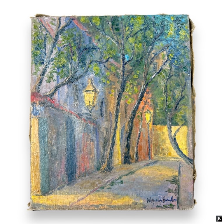 Hildegarde Hamilton Oil on canvas "Evening Street" (1 of 4)