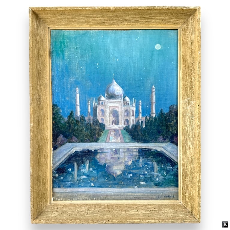 Carl Brandien Oil on Canvas Board "Taj Mahal" (1 of 6)
