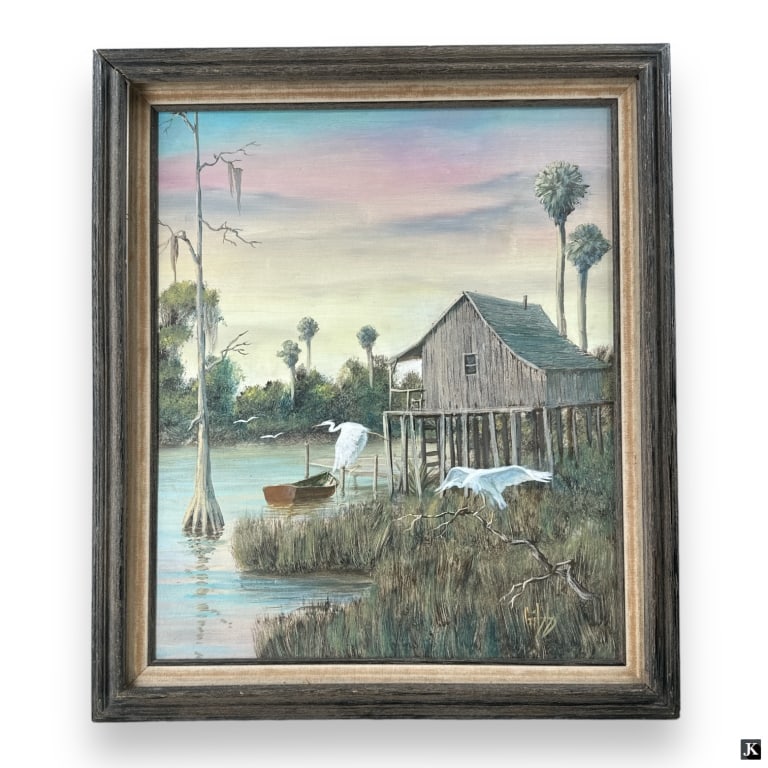 Joe D Gibbs Oil/Canvas "Florida Fishing Camp" (1 of 7)