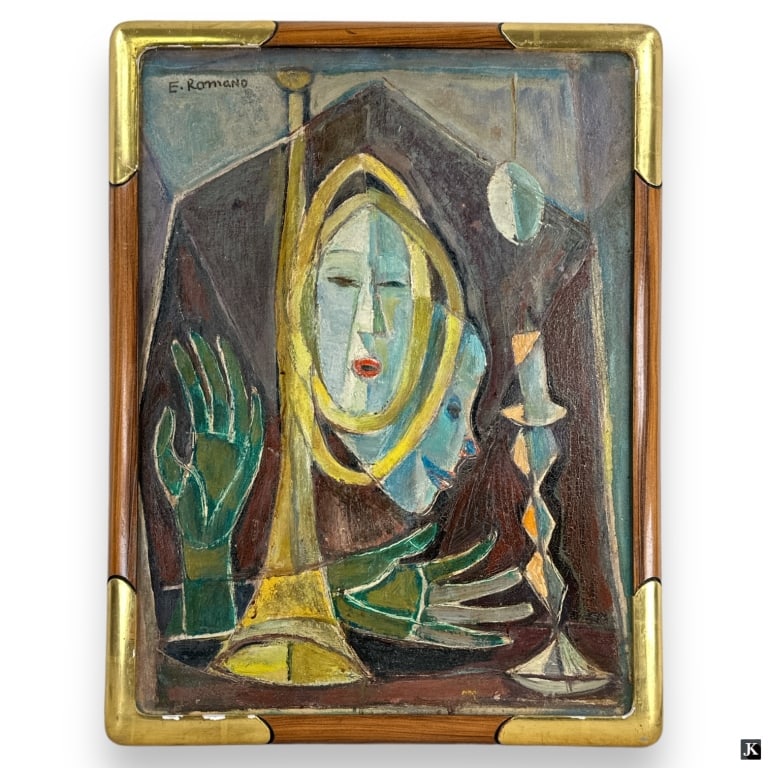 Emanuel Romano Glicenstein Oil/Board "Masks" (1 of 5)
