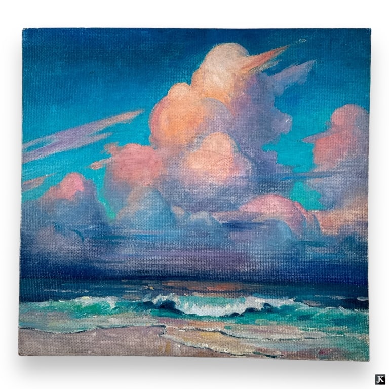 Attr: Carl Brandien Oil/Board "Cotton Candy Clouds (1 of 3)