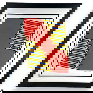 Nicholas Krushenick (USA 1929-1999) LE Serigraph: Nicholas Krushenick (AMERICAN / NEW YORK, 1929 - 1999) limited edition serigraph having a geometric design titled "Deep Down Orange". Hand pencil signed to lower right and dated 1977. Numbered 73/200