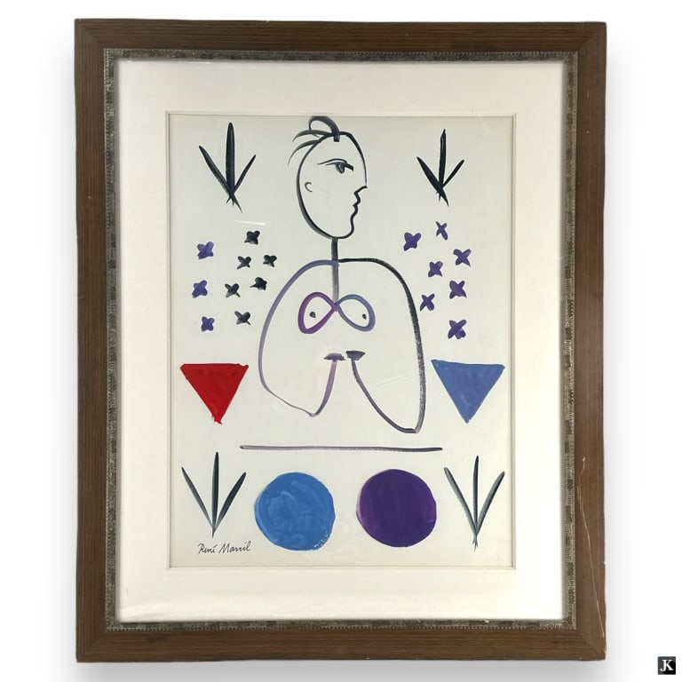 Rene Marcil (CANADA 1917-1993) Portrait Watercolor (1 of 4)