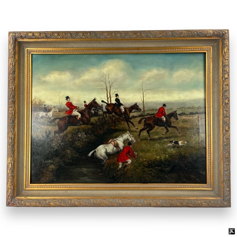 W. Larsen (UK 19th/20th) Fox Hunt Oil On Canvas (1 of 5)