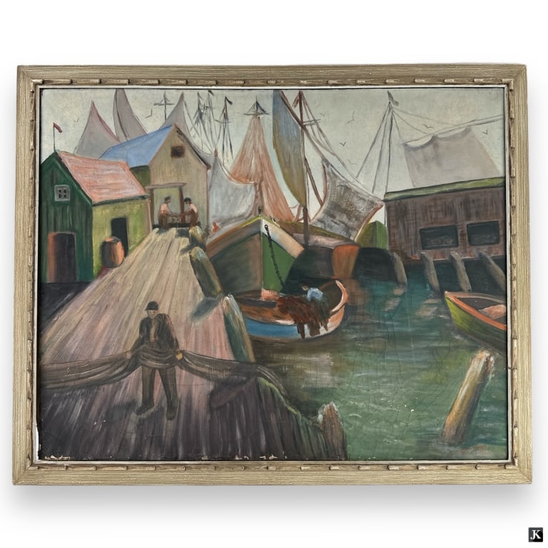 Sophye Jarvis (USA 20th) Harbor Scene Oil / Canvas (1 of 5)