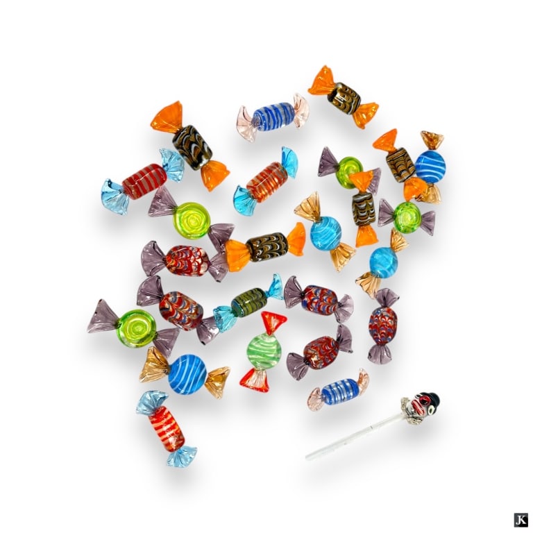 25 Pcs Murano Glass Candy, 1 Glass Swizzle Stick (1 of 3)