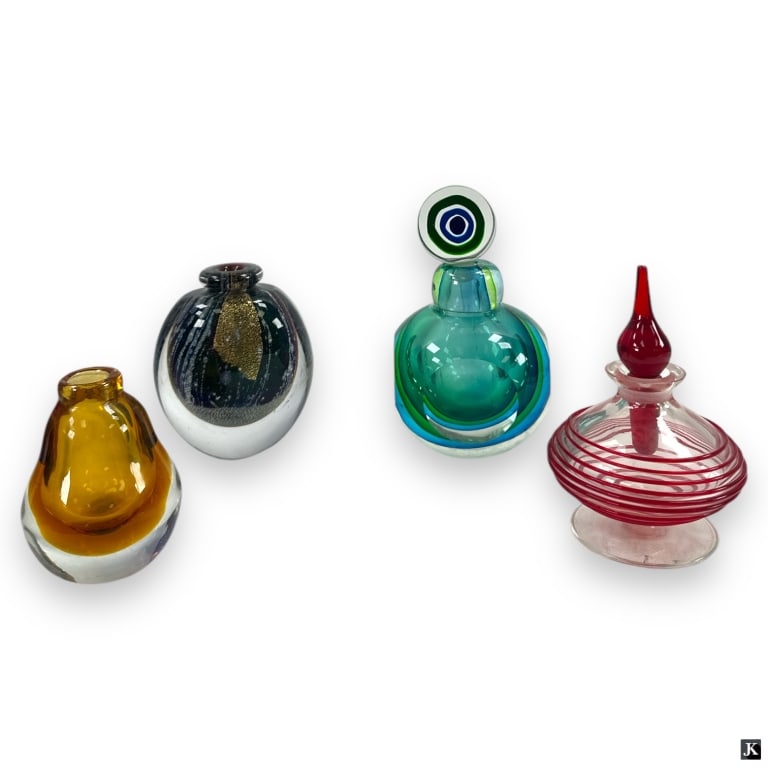4 Art Glass Perfume Bottles including Eickholt (1 of 4)