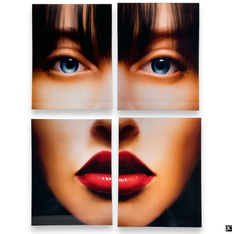 Contemporary Quadtych "Red Lips, Blue Lips" (1 of 5)