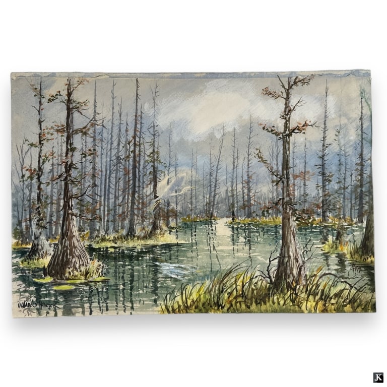 W. Harold Hancock W/C "Florida Swamp with Egret" (1 of 4)