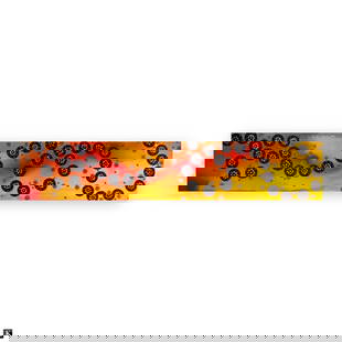 Brendan Murphy (USA 20th/21st) Oil On Canvas: Brendan Murphy (AMERICAN / NEW YORK / CALIFORNIA / FLORIDA, 20th/21st Century) original oil painting on canvas having an abstract design depicting circles. Measures approx. 60" height x 12" width. App