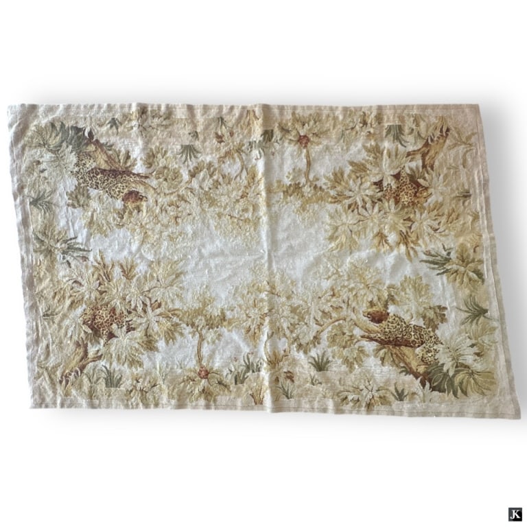 Antique French Hand Woven Jaguars Tapestry (1 of 3)
