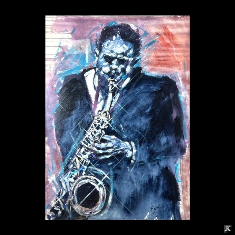 Signed 3-D Oil Painting Of Saxophone Player Framed (1 of 4)