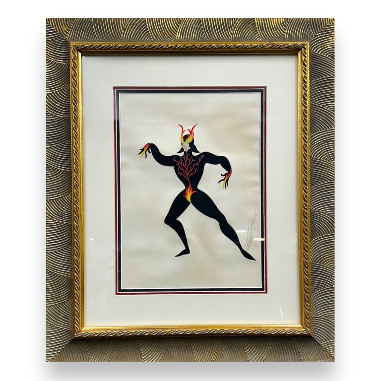 Romain de Tirtoff 'Erte' (Russian / French, 1892-1: Romain de Tirtoff 'Erte' (Russian / French, 1892-1990) Gouache on paper. Numbered 15-852. One of a kind work. See photos. Total Framed Measures 25 1/2 inches high x 21 1/2 inches wide. JD/B13/SH:5B