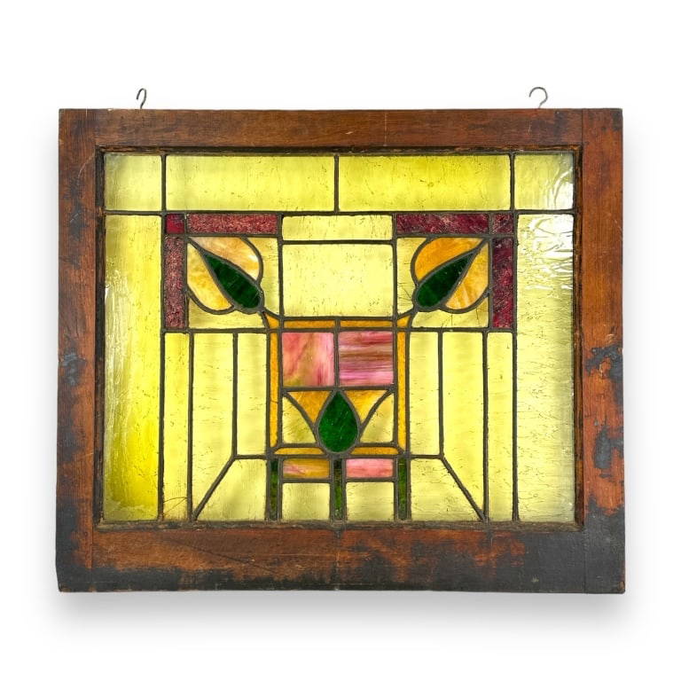 Stained Glass Wood Frame Window Auction