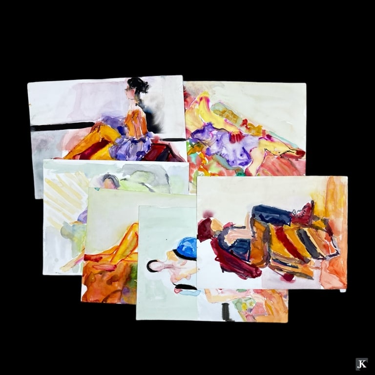 Lot of (6) Watercolors on Arches Paper (1 of 4)