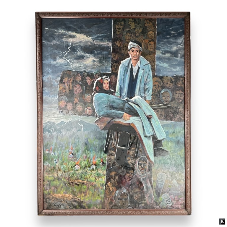 ANGELO GEPPONI (ITALIAN/AMERICAN 1911-2001): ANGELO GEPPONI (ITALIAN/AMERICAN 1911-2001) oil on board. artwork 36 wide x 48 high . framed 38 wide x 50 high. JD/B13/FL