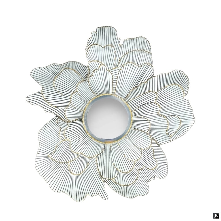 Hollywood Regency Gold Iron Floral Wall Mirror (1 of 3)