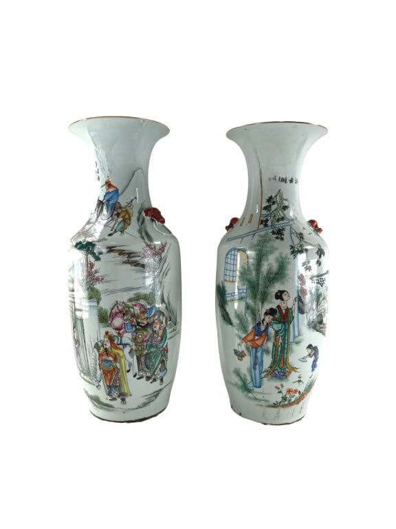 Pair of Antique Chinese Hand Painted Vases (1 of 4)