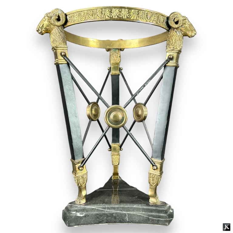 Antique Continental Gilt Bronze Ram's Head Stand (1 of 3)