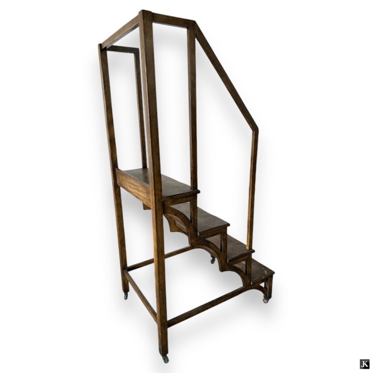 Vintage Wooden Rolling Library Stairs (1 of 2)