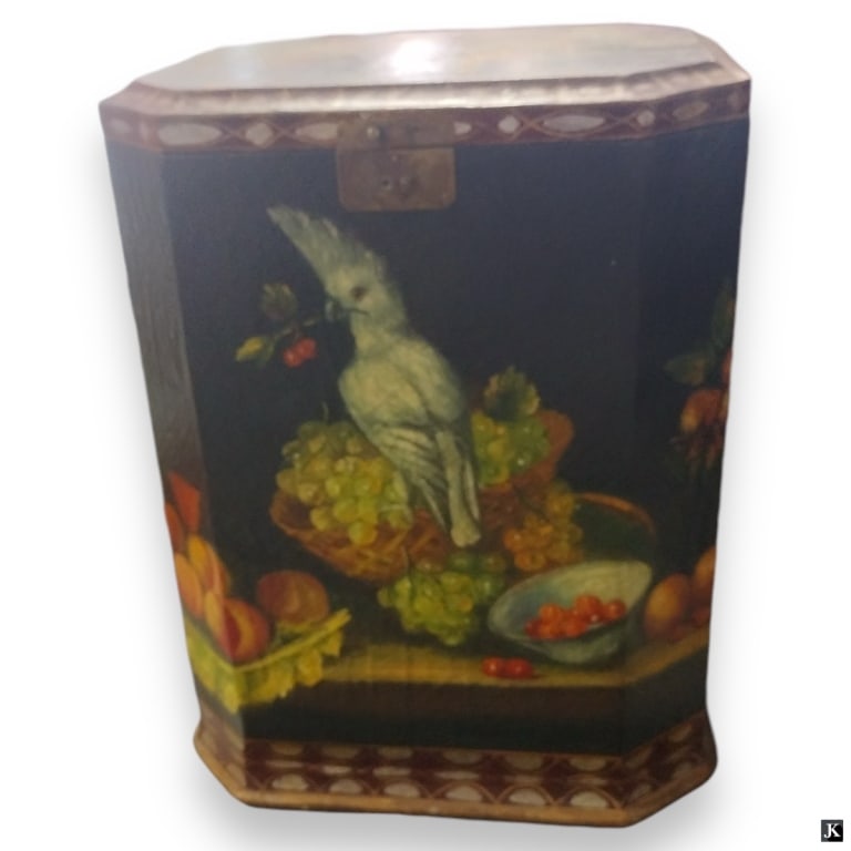 Wooden Hand Painted Hinged Top Coal Bucket (1 of 5)