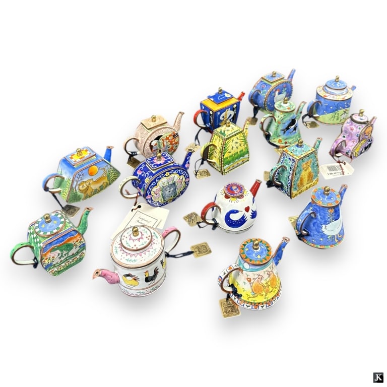 Lot Of 15 Trade Plus Aid Enameled Metal Teapots (1 of 5)