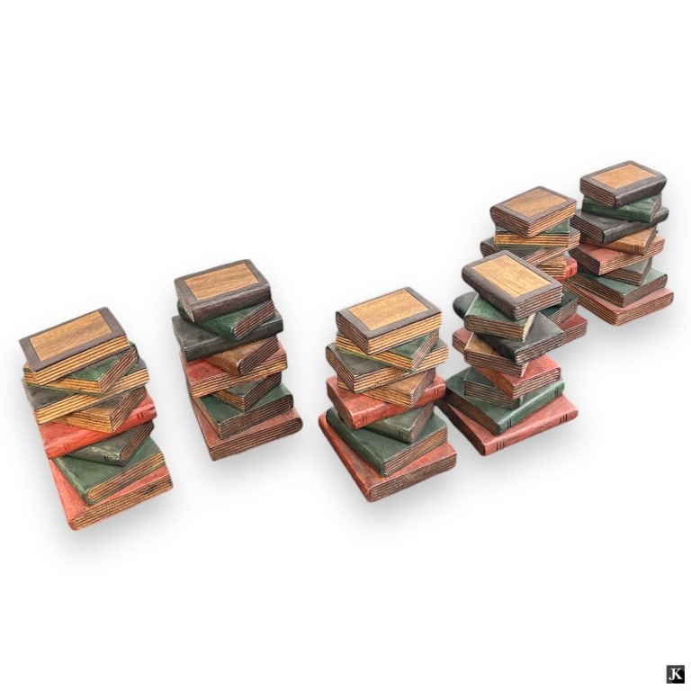 3 Sets "Stacked Books" Bookends: 3 Sets "Stacked Books" Bookends. Unsigned. Good condition. Measures 8-3/4" H x 6" W, JD/32S***All items must be removed from the auction house within seven business days following the auction. Failure