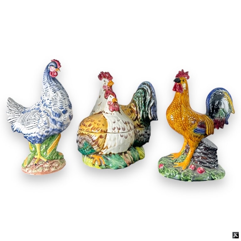 3 Vintage Italy Ceramic Chicken Figures (1 of 4)