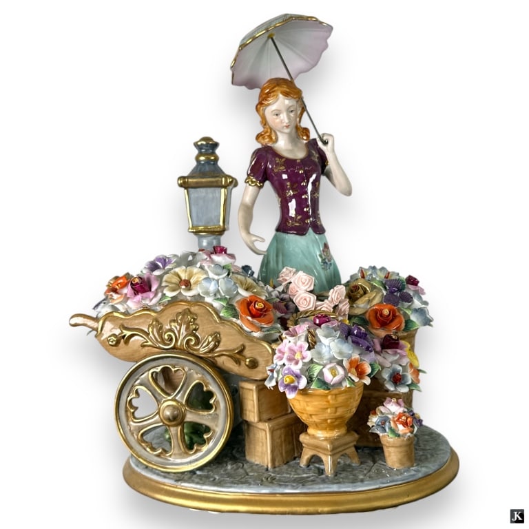 Klemm Dresden Porcelain Flower Seller Girl Sculptu (1 of 5)