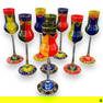 Lot Of 8 Hand Decorated Art Glass Stemware Glasses
