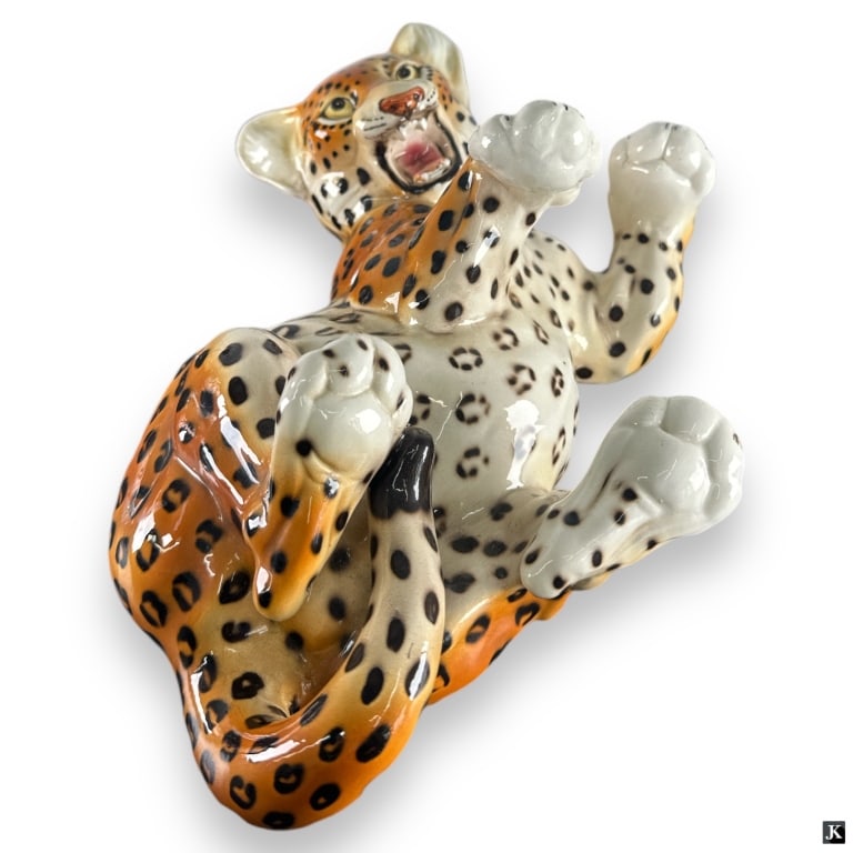 Signed Italian Pottery Cheetah Cub Sculpture (1 of 4)