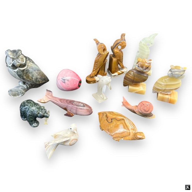 13 Carved Various Stone Figural Animal Items (1 of 5)