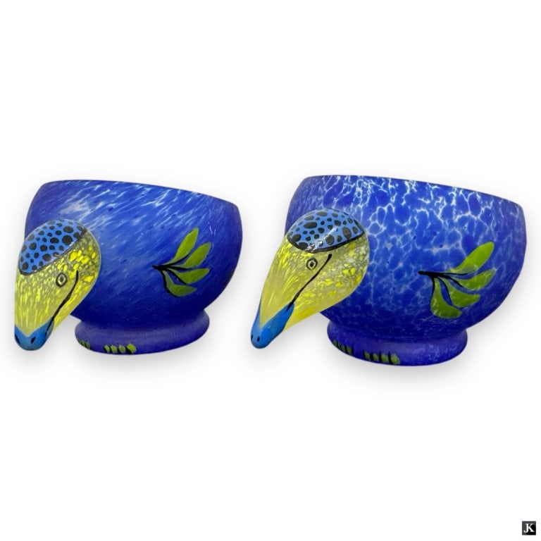 Pr Sea Glas Bruk Kosta Sweish Figural Bird Cups (1 of 3)