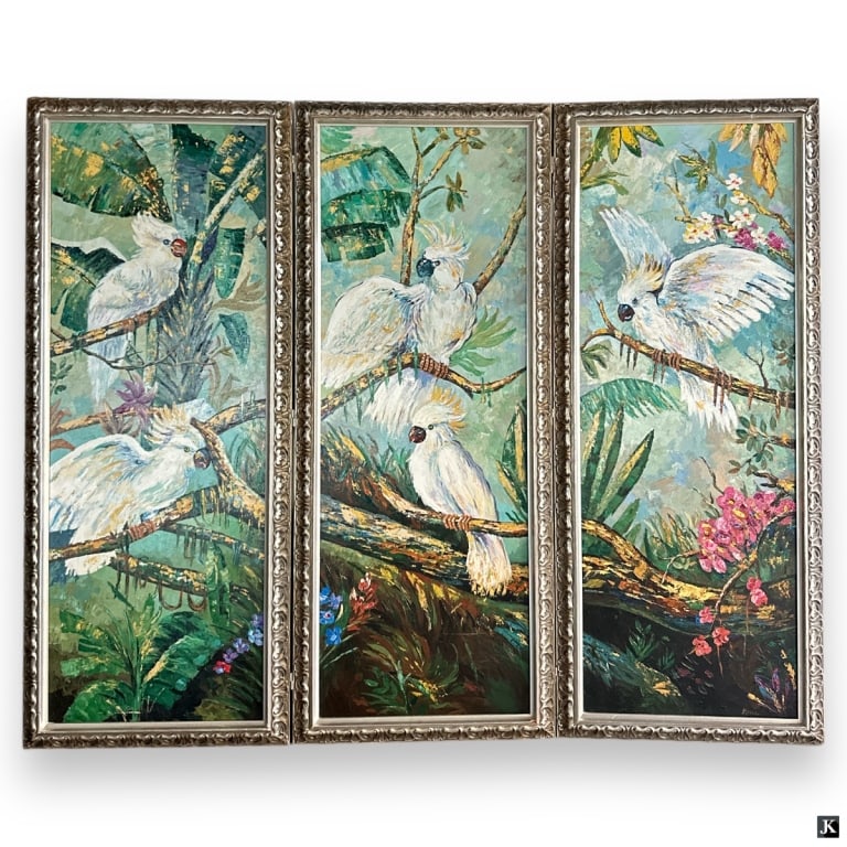 Signed Rocca Large Oil On Canvas Of Cockatoo (1 of 4)