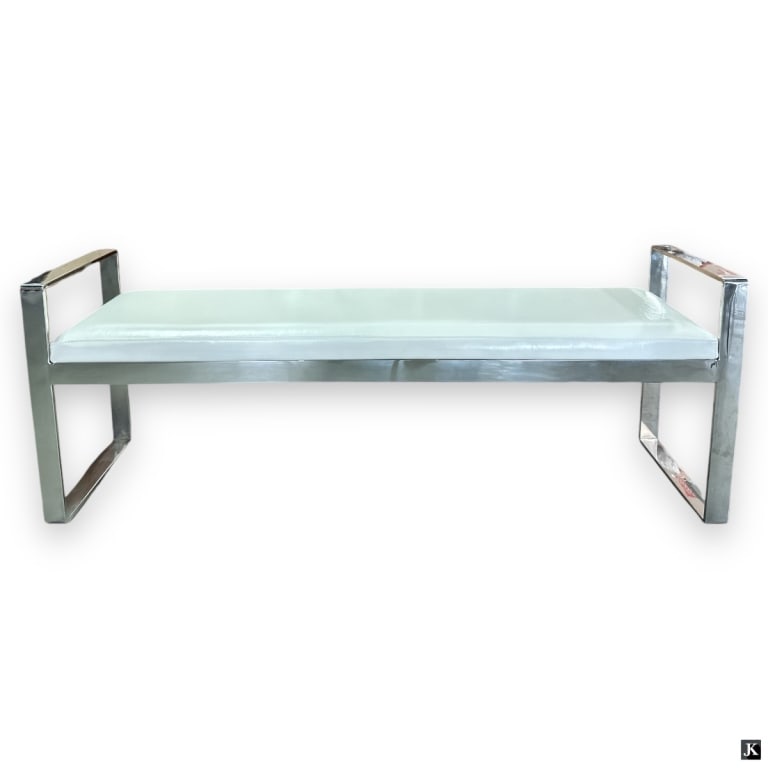 Mid Century Modern MCM Chrome Frame Bench (1 of 2)