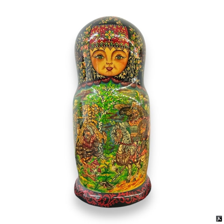 Signed Russian Lacquer Hand Painted Matryoshka Dol (1 of 3)