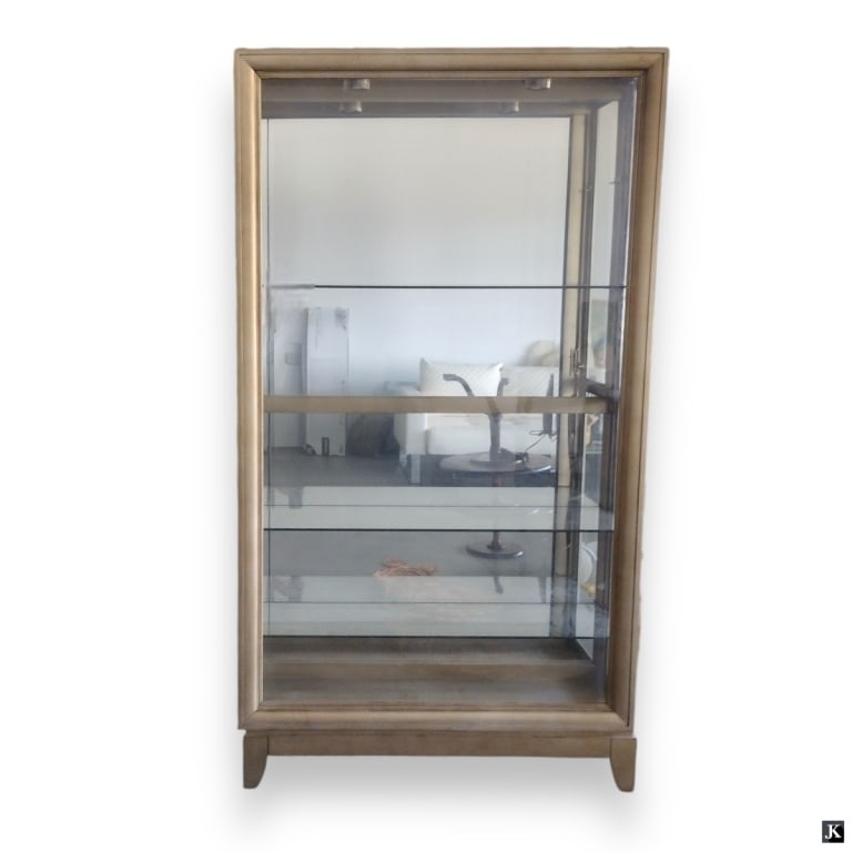 Gold Tone Painted Wooden Sliding Door Cabinet (1 of 4)
