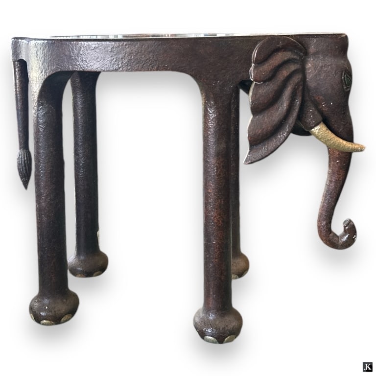 Wooden Carved Figural Elephant End Table (1 of 2)