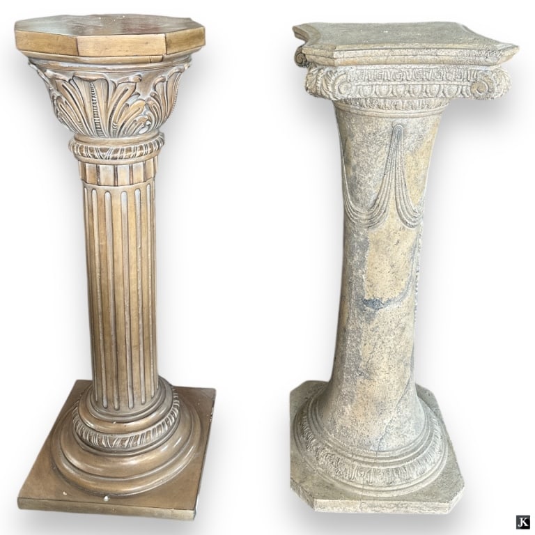 Lot Of 2 Pedestal Stands Of Wood And Plaster (1 of 2)