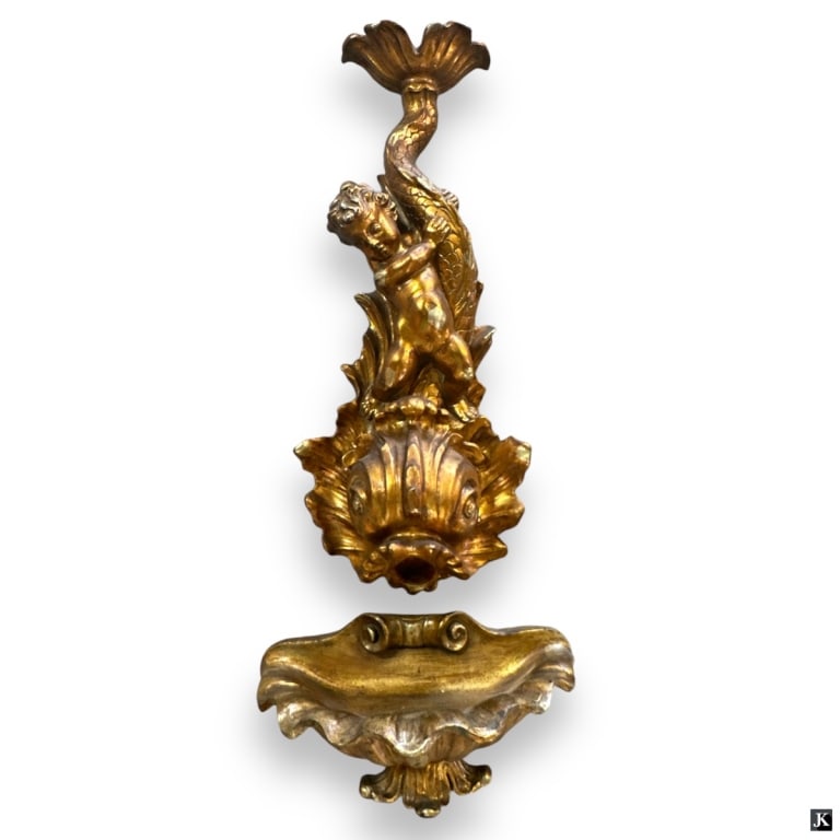 Italian Classical Style Putti Dolphin Wall Mountin (1 of 3)