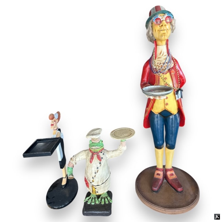 3 Plaster & Lacquered Wood Door Butler Sculptures (1 of 3)