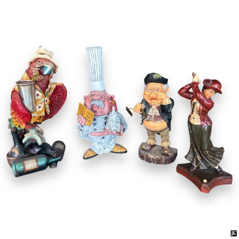 Lot Of 4 Ceramic & Plaster Whimsical Sculptures (1 of 3)