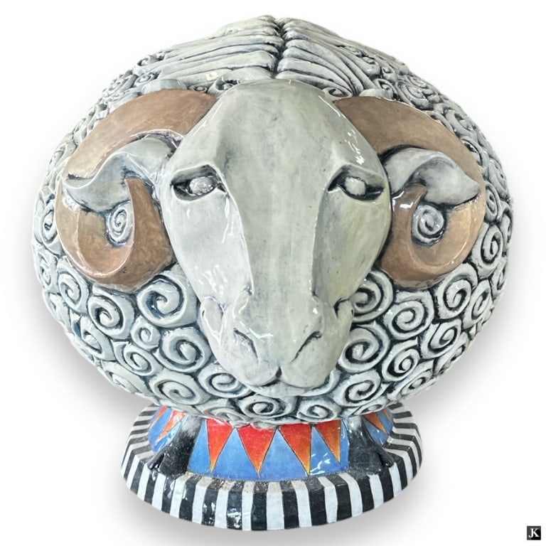 DaNisha Signed Porcelain Ram Sculpture (1 of 3)