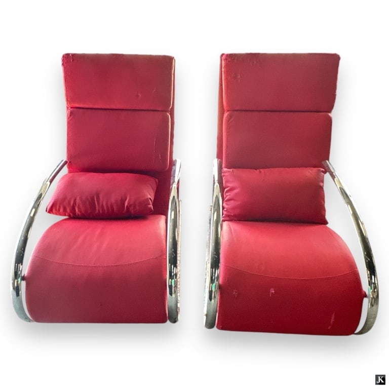Pr Modernist Chrome Frame Rocking Chairs (1 of 3)